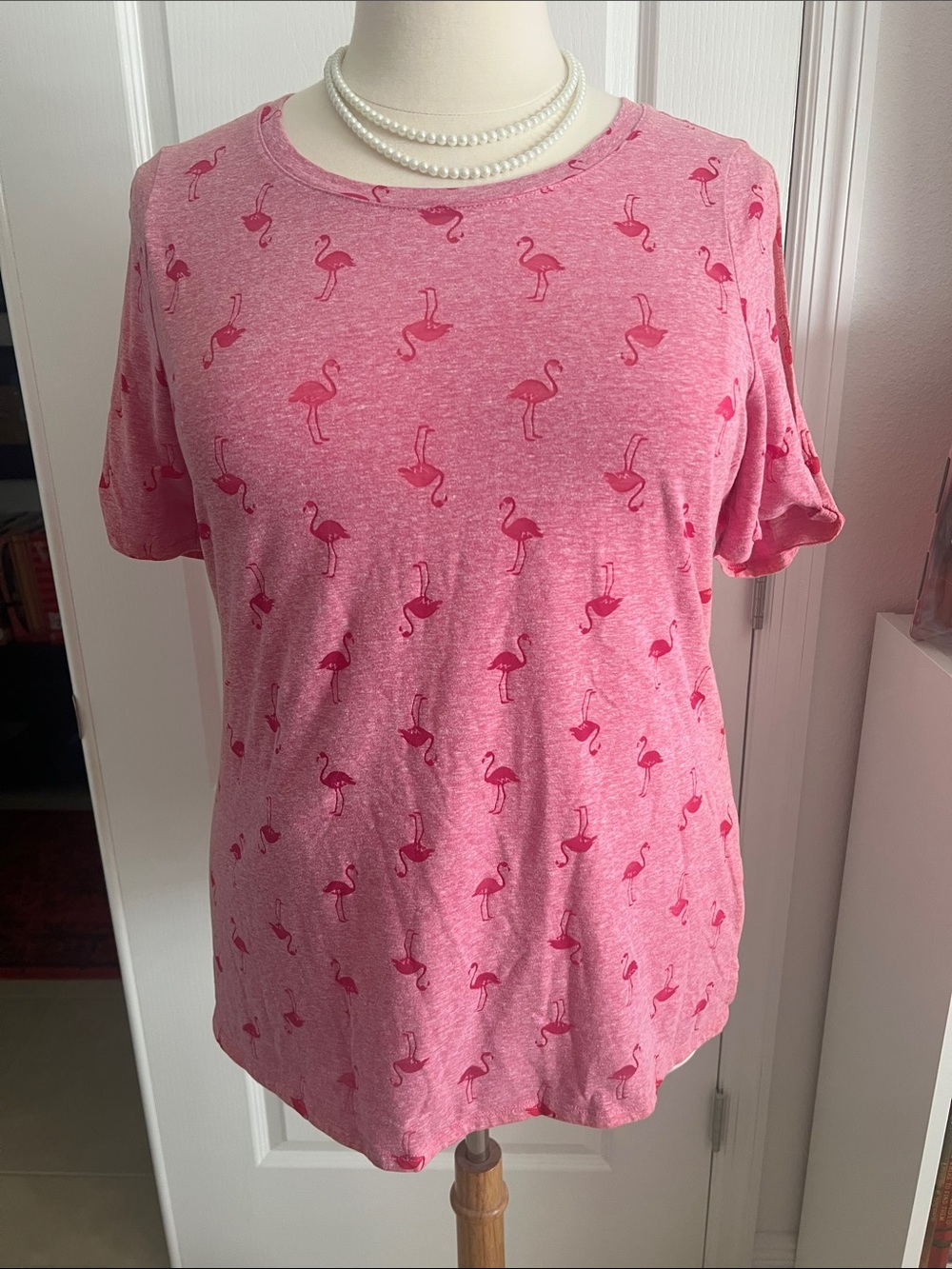 Lane Bryant Pink Flamingo Allover Short Sleeve Tee